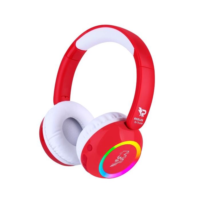 Redlox by Chuster Magnet Auriculares Bluetooth 5.4 - Altavoz 40mm - Bateria 200mAh - Autonomia hasta 28h - Alcance 10m - Micro Desmontable - Imanes Surtidos - Color Rojo y Blanco