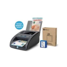 Safescan 155-S Pack de Detector Automatico de Billetes Falsos - Bateria y Apilador Incluidos - Verifica, Cuenta y Apila
