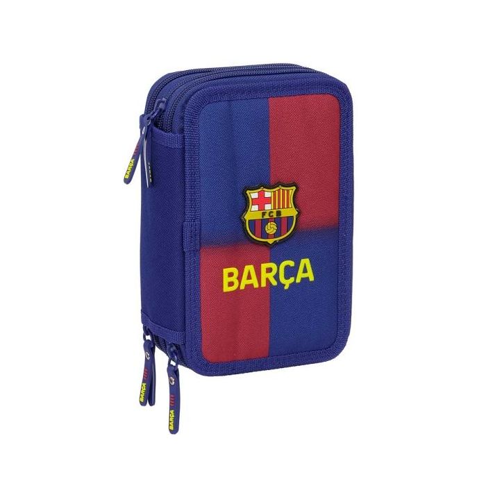 Safta F.C.Barcelona Plumier de 1.3L con 37 Piezas - 3 Compartimentos - Cierre de Cremallera - 12.5x19.5x5.5cm - Color Rojo y Azul