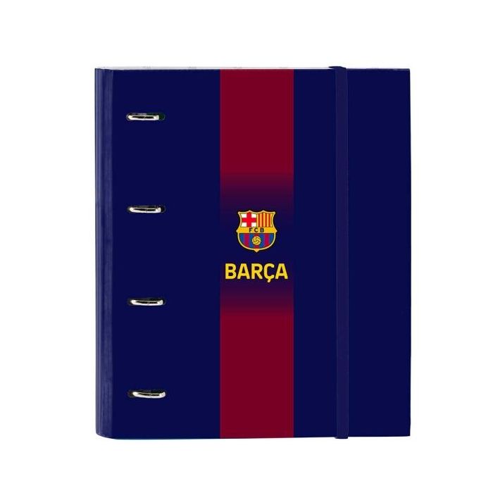 Safta F.C.Barcelona Carpeta de 4 Anillas - Tapas Duras Forradas - Lomo de 35mm - Incluye 100 Hojas A4 con Cuadriculada 5X5mm - 27x32x3.5cm - Color Rojo y Azul