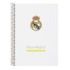 Safta Real Madrid Cuaderno Espiral - Tapas Duras - 80 Hojas A4 con Cuadriculada 4X4mm - Formato Cuarto - 15.5x22x1cm - Color Blanco y Negro