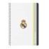 Safta Real Madrid Cuaderno Espiral - Tapas Duras - 80 Hojas A4 con Cuadriculada 4X4mm - Formato Folio - 21.5x31x1cm - Color Blanco y Negro