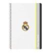 Safta Real Madrid Cuaderno Espiral - Tapas Duras - 80 Hojas A4 con Cuadriculada 4X4mm - Formato Folio - 21.5x31x1cm - Color Blanco y Negro
