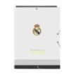 Safta Real Madrid Carpeta 3 Solapas - Tapas Duras Forradas - Cierre con Gomas Elasticas - Formato Folio - 26x33.5x2.5cm - Color Blanco y Negro
