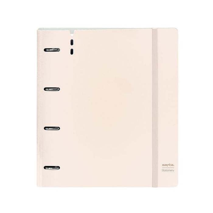 Safta Carpeta de 4 Anillas - PP Foam - Anillas de 35mm - Incluye 100 Hojas A4 - 27x32x4cm - Color Beige