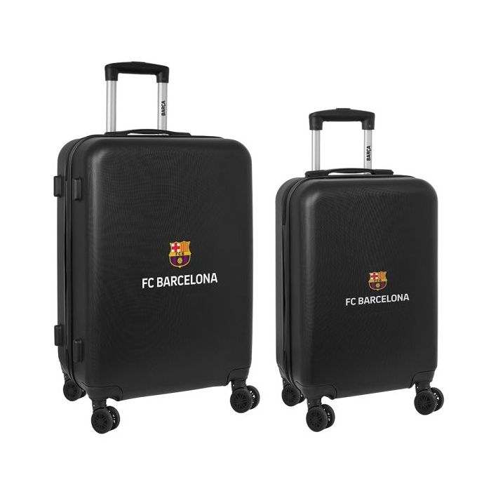 Safta F.C.Barcelona Pack de 2 Maletas Trolley de 20" y 24" Rigidas - Candado - Asa Telescopica de PVC con Goma - 4 Ruedas 360º - 40x63x26cm - Color Negro