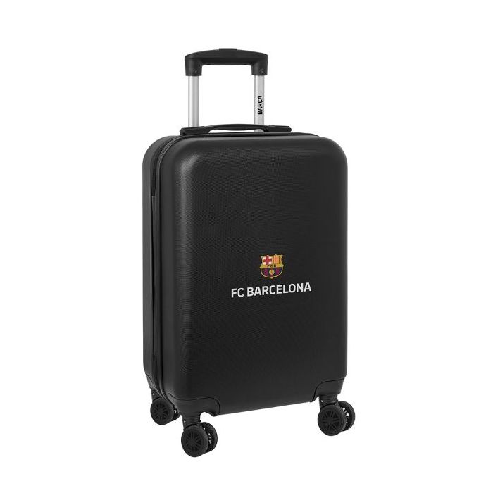 Safta F.C.Barcelona Maleta Trolley de Cabina 20" Rigida - Candado - Asa Telescopica de PVC con Goma - 4 Ruedas 360º - 34.5x55x20cm - Color Negro