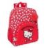 Safta Hello Kitty "Iconic" Mochila Infantil - Adaptable a Carro - Asa de Mano - Bolsillos Laterales - 33x42x14cm - Color Rojo