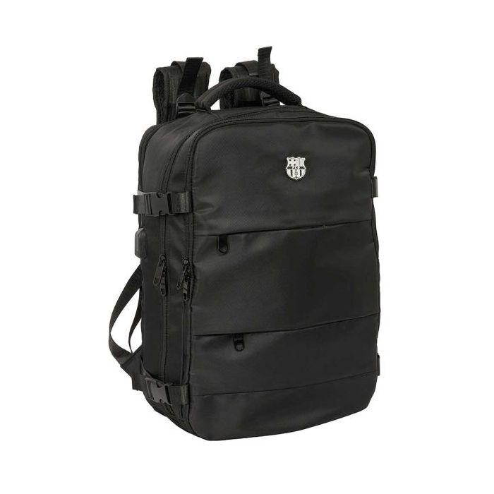 Safta F.C.Barcelona Mochila de Viaje Cabina de 23.1L - Espacio para Portatil hasta 15.6" - USB Integrado - Zapatero con Cremallera - 29x44x19cm - Color Negro