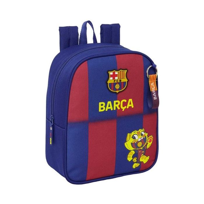 Safta F.C.Barcelona Mochila Guarderia de 6L - Adaptable a Carro - Tarjeta de Identificacion Personal - Cierre de Cremallera - 22x27x10cm - Color Rojo y Azul