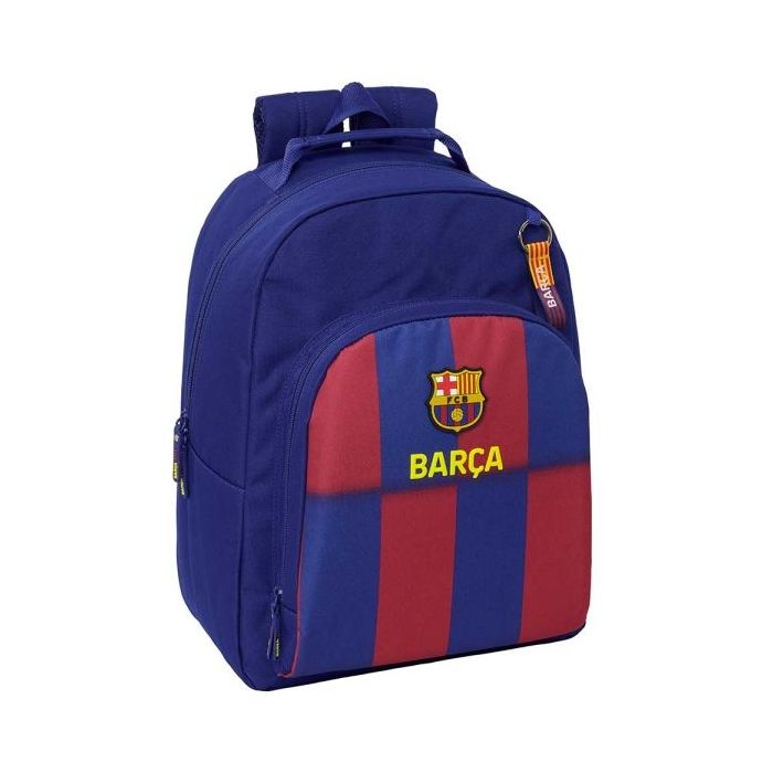 Safta F.C.Barcelona Mochila Escolar de 20.1L - Adaptable a Carro - 2 Compartimentos - Doble Tirador en Cremallera - 32x42x15cm - Color Rojo y Azul