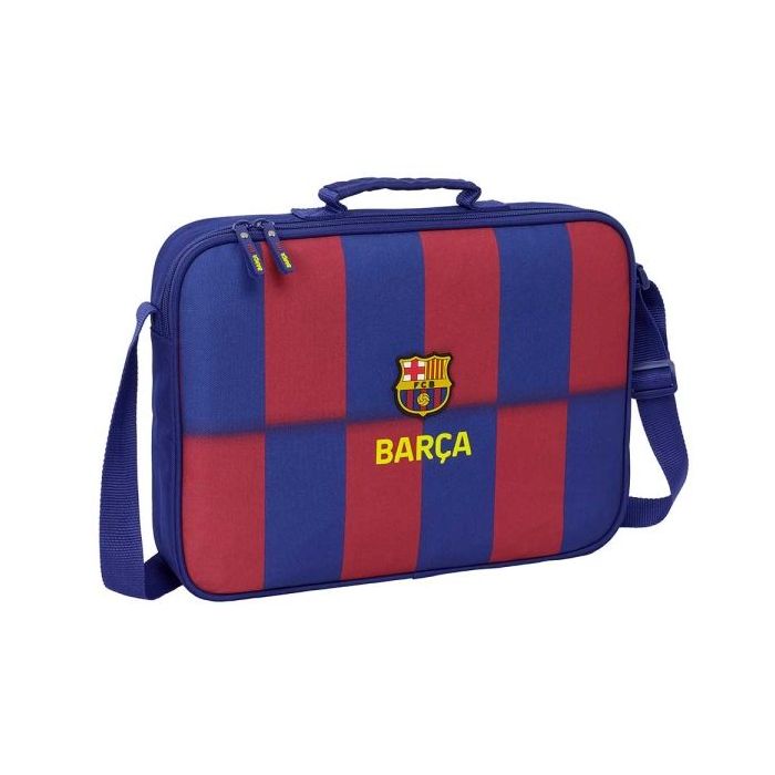 Safta F.C.Barcelona Maletin con Cremallera de 6L - Bandolera Ajustable - Asa de Mano Forrada - Fondo Semirigido Extraible - 38x28x6cm - Color Rojo y Azul