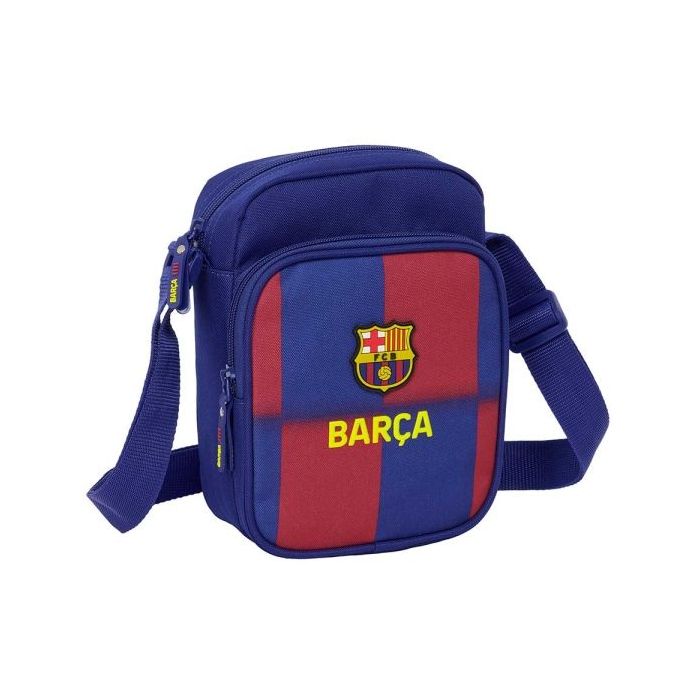 Safta F.C.Barcelona Bandolera de 2L - Ajustable - Bolsillo Trasero con Velcro - Cierre con Cremallera - 16x22x6cm - Color Rojo y Azul