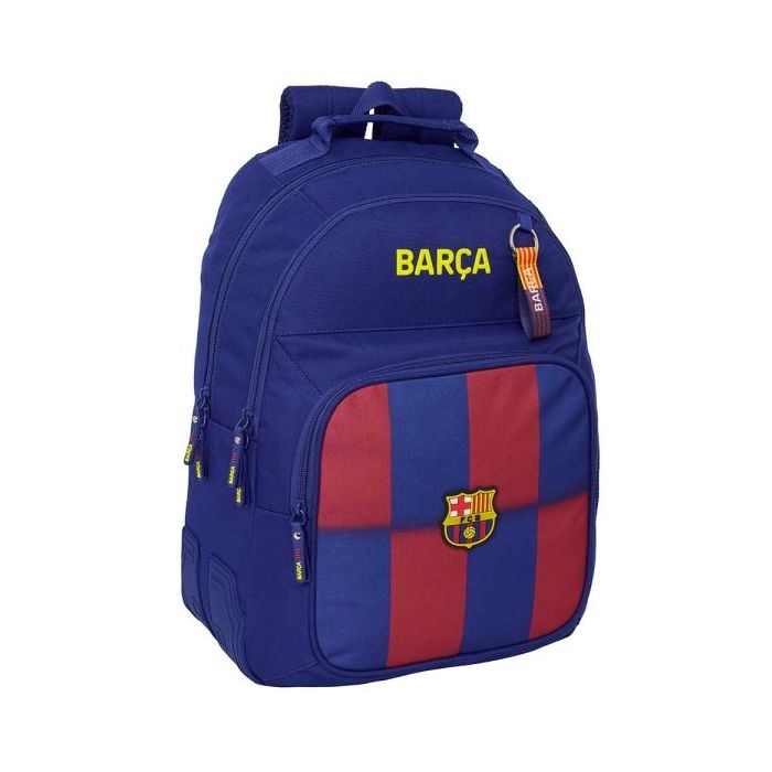 Safta F.C.Barcelona Mochila Escolar de 20L - Adaptable a Carro - 3 Compartimentos - Portabotellas - 32x42x15cm - Color Rojo y Azul