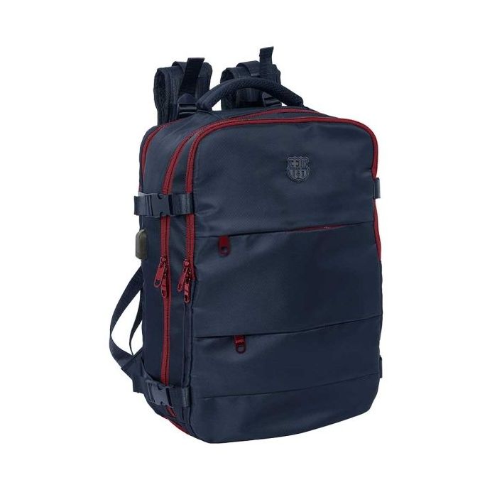 Safta F.C.Barcelona Mochila de Viaje Cabina de 23.1L - Espacio para Portatil hasta 15.6" - USB Integrado - Zapatero con Cremallera - 29x44x19cm - Color Azul Marino