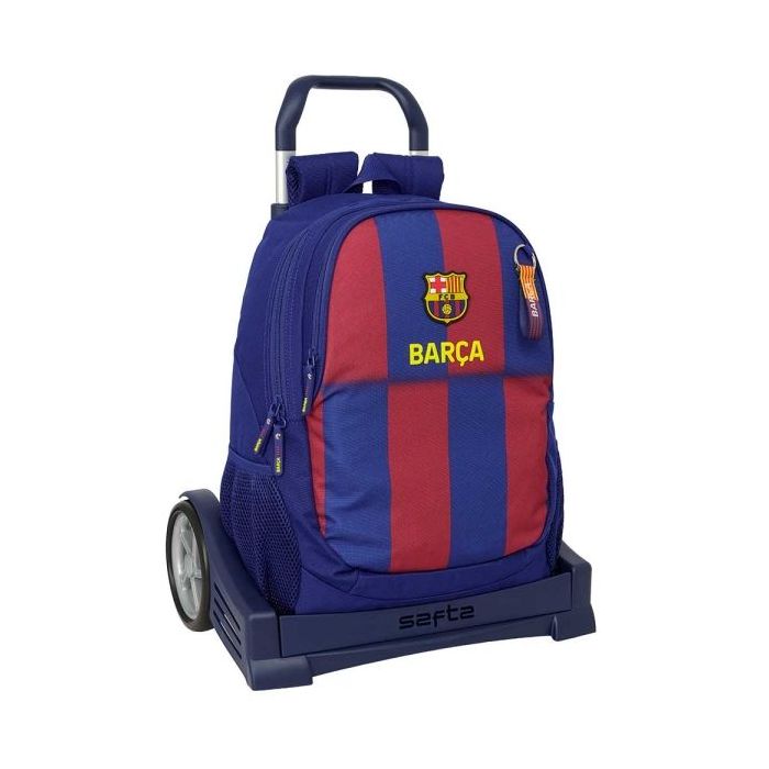 Safta F.C.Barcelona Mochila de 22.5L con Carro Evolution Integrado - Portabotellas - Extraible para Limpieza - Carro de PP, Acero y PVC - 32x44x16cm - Color Rojo y Azul