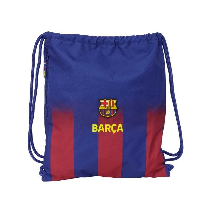 Safta F.C.Barcelona Saco Mochila de Tiras - Bolsillo Lateral con Cremallera - 35x40x1cm - Color Rojo y Azul