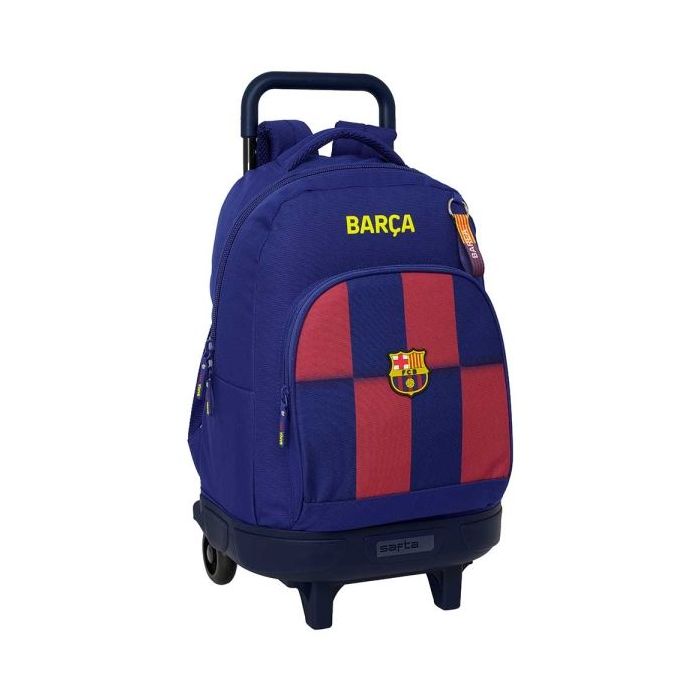 Safta Real Madrid Compact Mochila con Carro Integrado - Portabotellas - Extraible para Limpieza - Carro de PP, Acero y PVC - 33x45x22cm - Color Rojo y Azul
