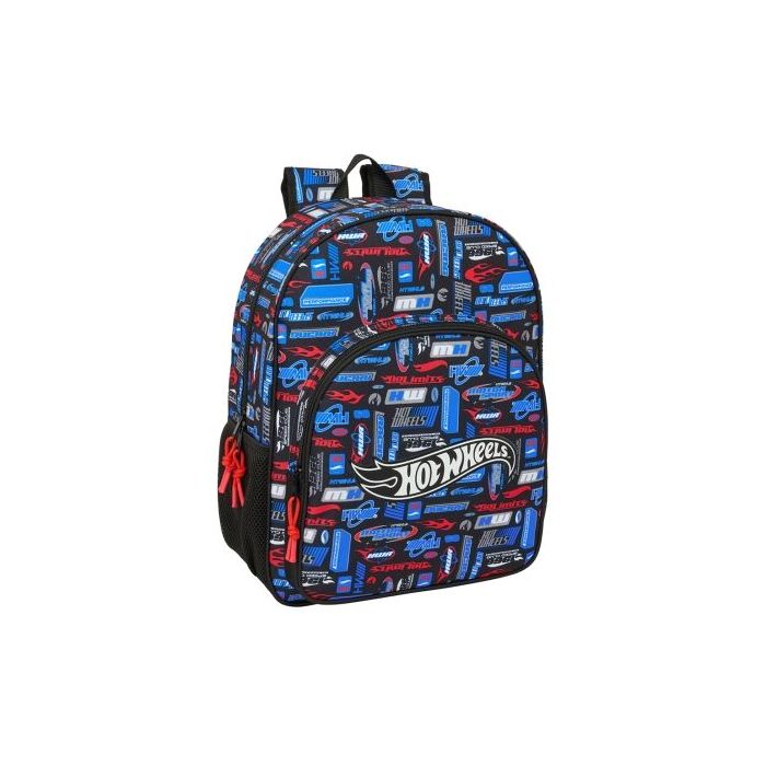 Safta Hot Wheels Mochila Infantil - Adaptable a Carro - Asa de Mano - Bolsillos Laterales - 33x42x14cm