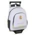 Safta Real Madrid Mochila con Carro de 10L 705 Integrado - Portabotellas - Extraible para Limpieza - Carro de PP, Acero y PVC - 28x34x10cm - Color Blanco y Negro