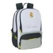 Safta Real Madrid Mochila de 21.4L para Portatil hasta 14.1" - Compartimento para Raqueta de Padel - Espacio para Zapatillas - Rejilla Antisudor - 30x42x17cm - Color Blanco y Negro