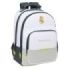 Safta Real Madrid Mochila Escolar de 21.5L - Adaptable a Carro - 3 Compartimentos - Portabotellas - 32x42x16cm - Color Blanco y Negro