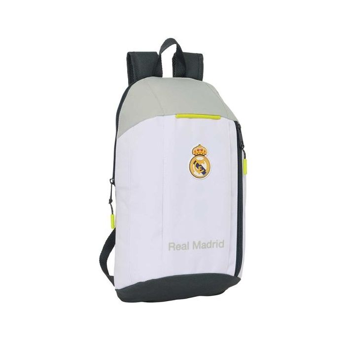 Safta Real Madrid Mochila Mini de 8.5L - Cremallera Vertical - Asas Regulables y Acolchadas - 22x39x10cm - Color Blanco y Negro