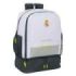 Safta Real Madrid Mochila Escolar de 42L - Portabotellas - Compartimento Semirigido Inferior - Bolsillos con Cremallera - 35x50x24cm - Color Blanco y Negro