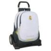 Safta Real Madrid Mochila de 22.5L con Carro Evolution Integrado - Portabotellas - Extraible para Limpieza - Carro de PP, Acero y PVC - 32x44x16cm - Color Blanco y Negro