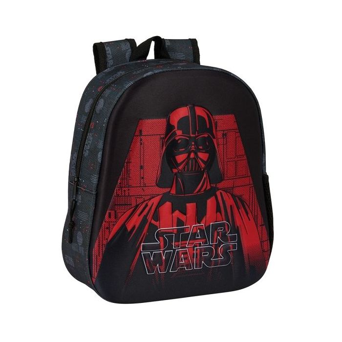 Safta Star Wars Mochila 3D de 8.64L - Portabotellas - Tarjeta de Identificacion Personal - Hombreras Acolchadas - 27x33x10cm - Color Negro