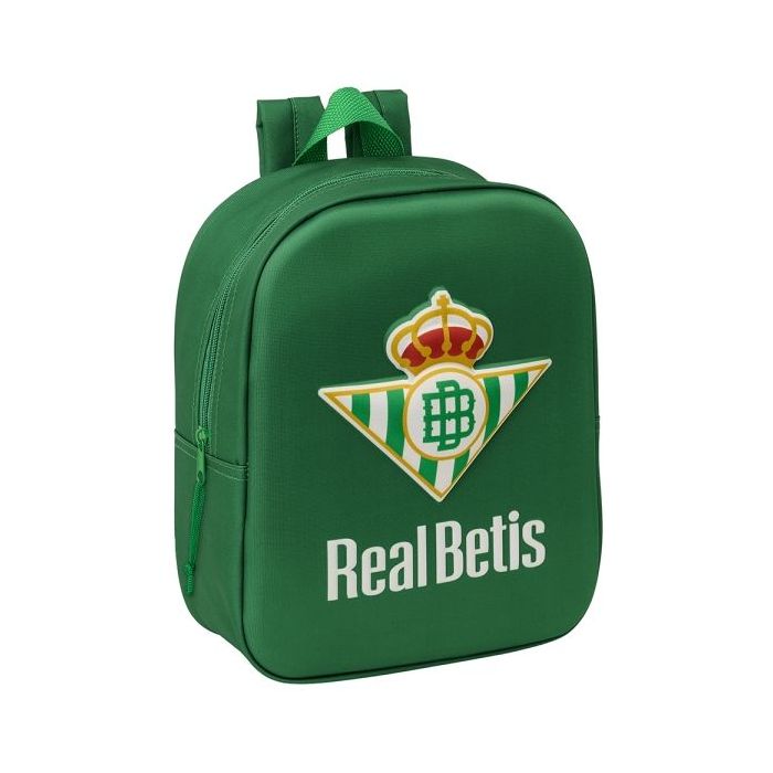 Safta Real Betis Mochila Guarderia 3D de 6L - Asa de Mano Superior - Asas Regulables y Acolchadas - Cierre de Cremallera - 22x27x10cm - Color Verde