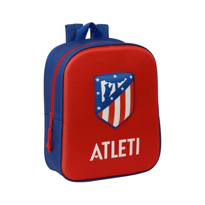 Safta Atletico de Madrid Mochila Guarderia 3D de 6L - Asa de Mano Superior - Asas Regulables y Acolchadas - Cierre de Cremallera - 22x27x10cm - Color Rojo y Azul