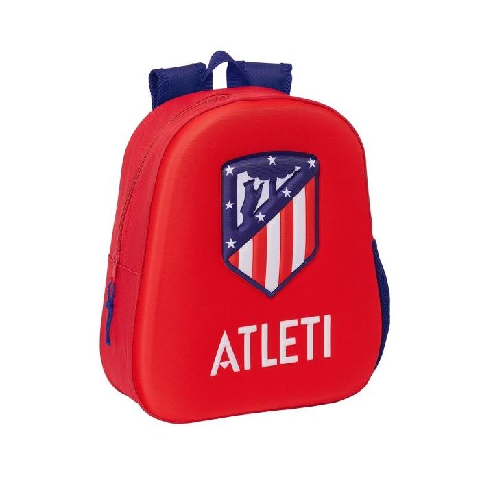 Safta Atletico de Madrid Mochila 3D de 8.64L - Portabotellas - Tarjeta de Identificacion Personal - Hombreras Acolchadas - 27x33x10cm - Color Rojo y Azul