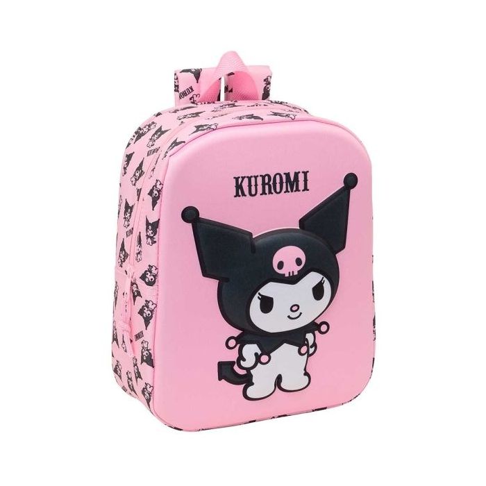 Safta Kuromi Mochila Guarderia 3D de 6L - Asa de Mano Superior - Asas Regulables y Acolchadas - Cierre de Cremallera - 22x27x10cm - Color Rosa Pastel