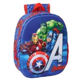 Safta Avengers Mochila 3D de 8.64L - Portabotellas - Tarjeta de Identificacion Personal - Hombreras Acolchadas - 27x33x10cm - Color Rojo y Azul
