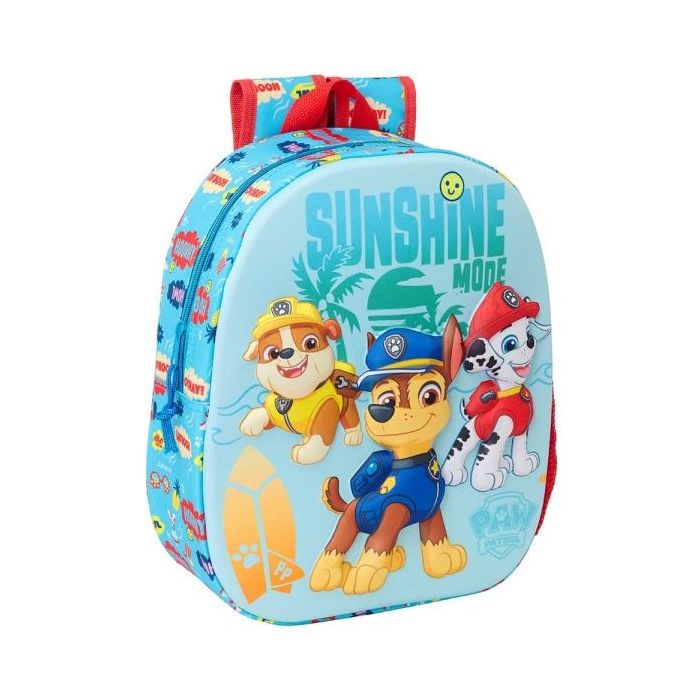 Safta Patrulla Canina Mochila 3D de 8.64L - Portabotellas - Tarjeta de Identificacion Personal - Hombreras Acolchadas - 27x33x10cm - Color Rojo y Azul