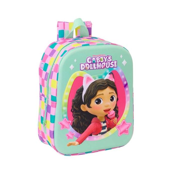 Safta Gabby'S Dollhouse Mochila Guarderia 3D de 6L - Asa de Mano Superior - Asas Regulables y Acolchadas - Cierre de Cremallera - 22x27x10cm - Color Menta