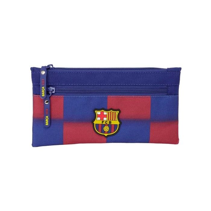 Safta F.C.Barcelona Estuche Portatodo de 0.25L - 2 Compartimentos - Bolsillo Lateral - Cierre con Cremallera - 22x11x1cm - Color Rojo y Azul
