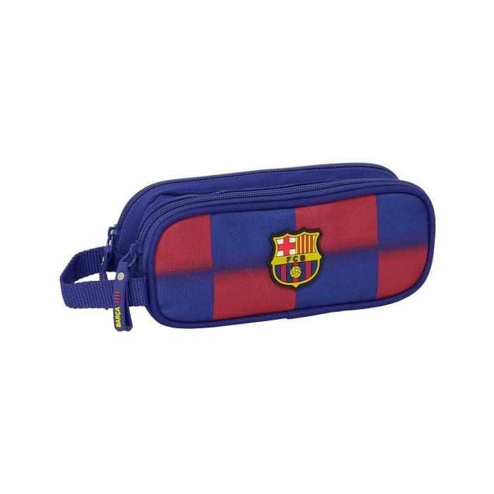 Safta F.C.Barcelona Estuche Portatodo de 1L - 2 Compartimentos - Cierre de Cremallera - Asa de Mano - 21x8x6cm - Color Rojo y Azul