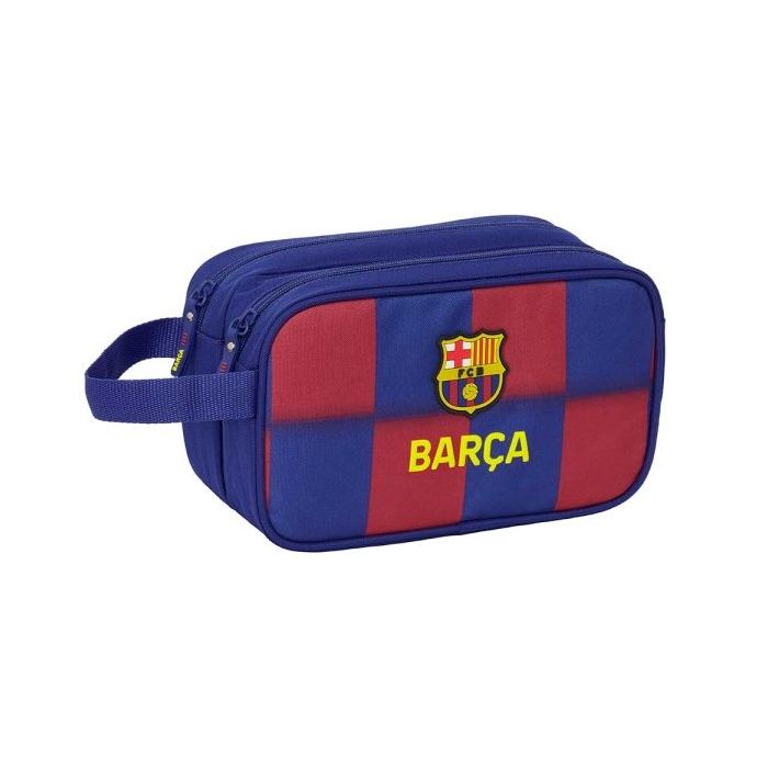 Safta F.C.Barcelona Neceser de 5L Portatodo - 2 Compartimentos - Asa de Mano - Cierre de Cremallera - 26x15x12.5cm - Color Rojo y Azul