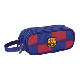 Safta F.C.Barcelona Estuche Portatodo de 1.25L - 3 Compartimentos - Asa de Mano - Cierre de Cremallera - 21x8.5x7cm - Color Rojo y Azul