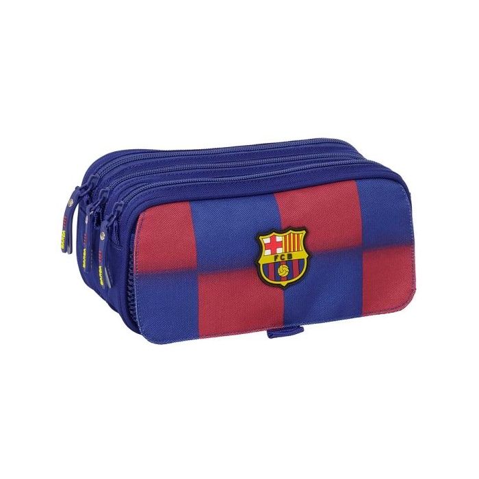 Safta F.C.Barcelona Estuche Portatodo de 1.72L - 3 Compartimentos - Cinta Trasera Adaptable a Carro - Cierre de Cremallera - 21.5x10x8cm - Color Rojo y Azul
