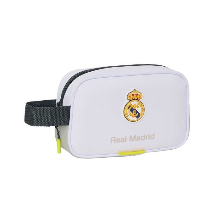 Safta Real Madrid Neceser de 2L Portatodo - Asa de Mano - Cierre de Cremallera - 22x13.5x8cm - Color Blanco y Negro