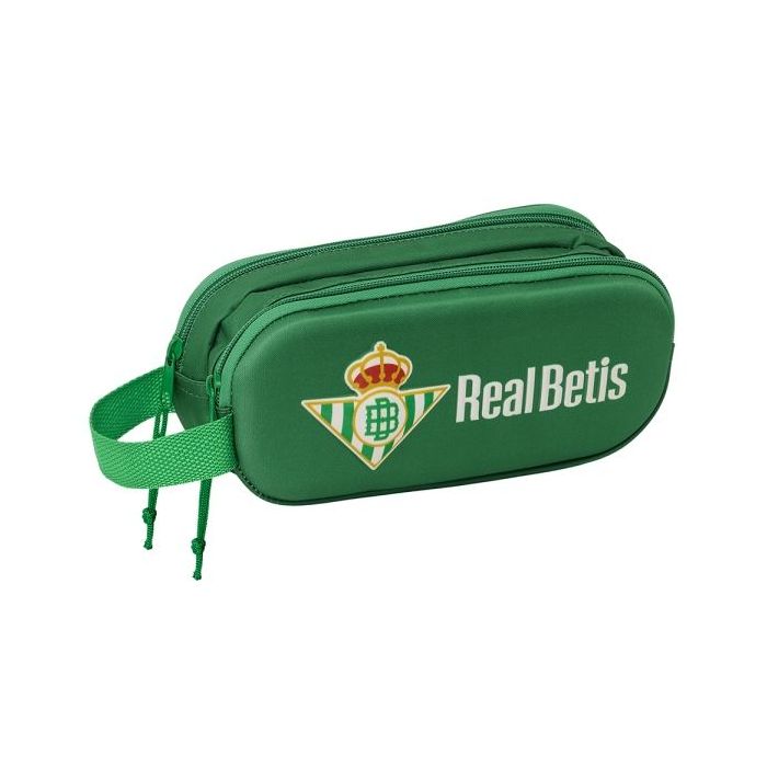 Safta Real Betis Estuche Portatodo 3D - 2 Compartimentos - Cierre de Cremallera - Asa de Mano - 21x8x6cm - Color Verde