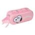 Safta Snoopy Estuche Portatodo 3D de 1L - 2 Compartimentos - Cierre de Cremallera - Asa de Mano - 21x8x6cm - Color Rosa Pastel