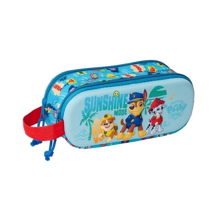 Safta Patrulla Canina Estuche Portatodo 3D de 1L - 2 Compartimentos - Cierre de Cremallera - Asa de Mano - 21x8x6cm - Color Rojo y Azul
