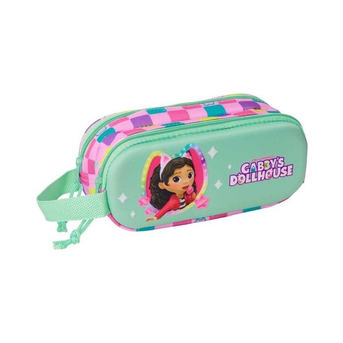 Safta Gabby'S Dollhouse Estuche Portatodo 3D de 1L - 2 Compartimentos - Cierre de Cremallera - Asa de Mano - 21x8x6cm - Color Menta