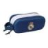 Safta Real Madrid Estuche Portatodo 3D de 1L - 2 Compartimentos - Cierre de Cremallera - Asa de Mano - 21x8x6cm - Color Blanco y Azul