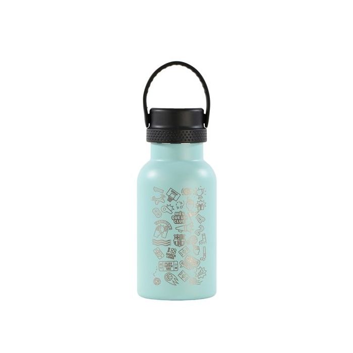 Safta F.C. Barcelona Botella Reutilizable 350ml - Doble Pared con Aislamiento - Base de Silicona - Conserva Temperatura 12h Caliente / 24h Caliente - 19.5x7.3x7.3cm - Color Cyan Light