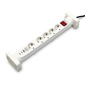 Salicru Regleta SPS SAFE 5S+ Protectores Electricos Activos de Ultima Generacion - 5 Tomas Schuko - 1xUSB-A, 2xUSB-C - Color Blanco